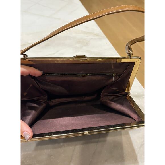 Vintage Brown Gold Snap Closure Purse Bag - Picture 2 of 4